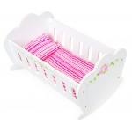 Patut Alb cu balans pentru papusi cu lenjerie -Patut balansoar din lemn